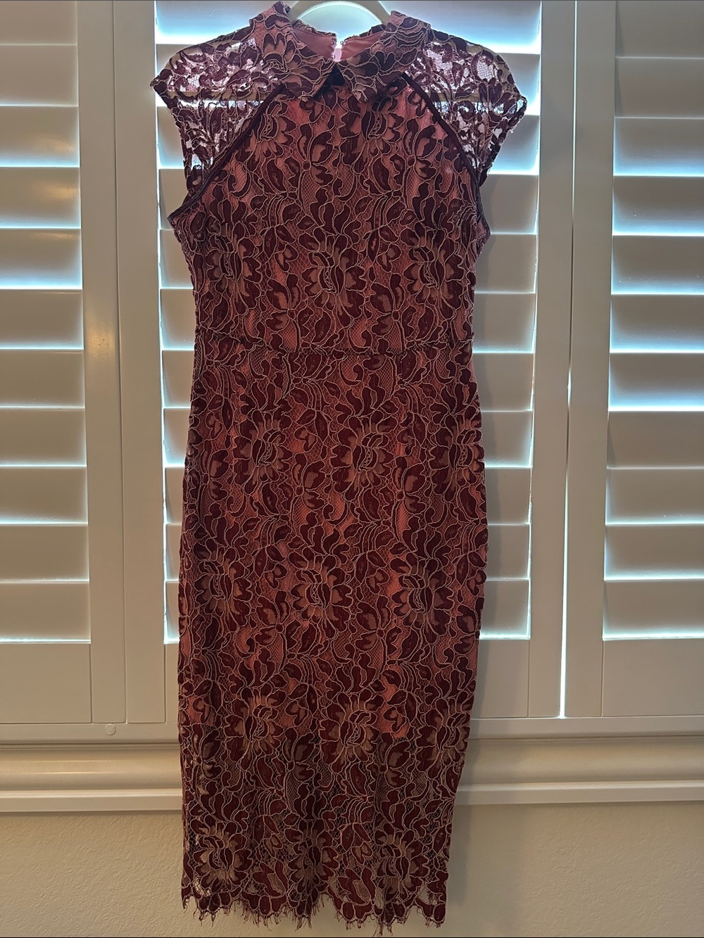 Eva Mendes for New York & Company Burgundy Lace Midi Dress